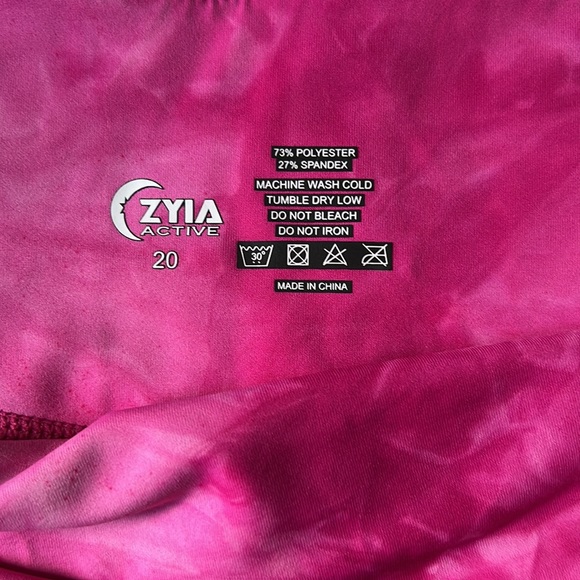 Zyia Light n Tight Fuchsia Pink Hendrix Mesh Tie Dye Crop Leggings Size 20 - Picture 5 of 6
